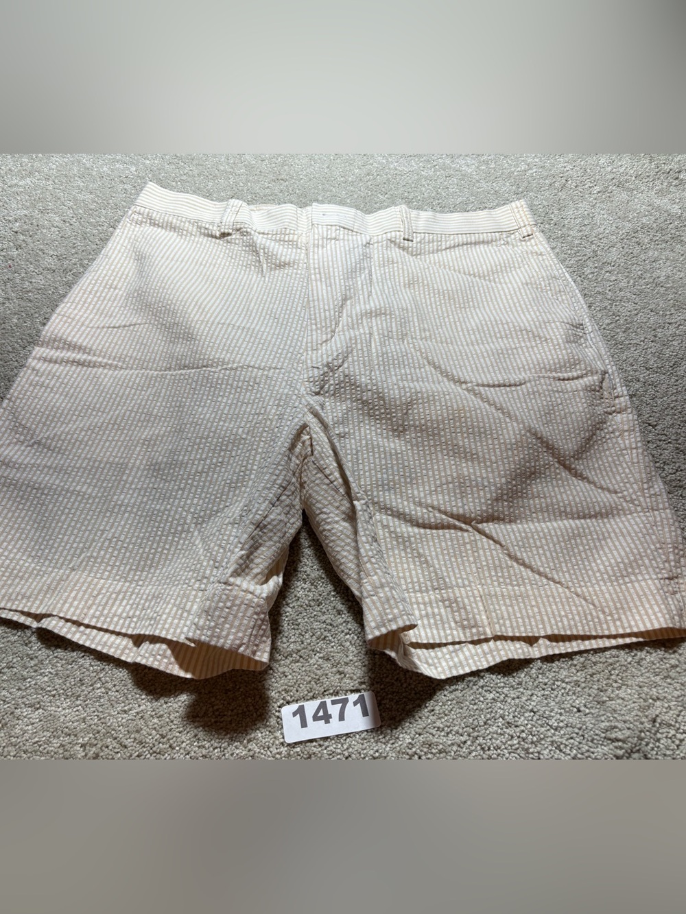 Bobby Jones Players Men Shorts. Khaki Stripe. Seersucker Cotton. Size 38